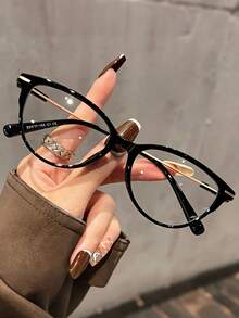 1Pc Women Retro Cat Eye Frame Fashion Glasses, Transparent Lens Fashion Glasses Stainless Steel Small Narrow Frame, Women'S Minimalist Full Frame Pc Lens Glasses For All Seasons,Christmas Gift ﻿ - Multicolor - View 5