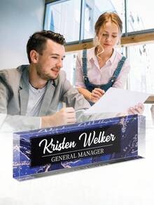 1pc Customized Acrylic Desk Name Plate, 20 Styles Available, Personalized Text, Employee Appreciation Gift For Teachers, Colleagues, Nurses, Managers - Multicolor - View 5