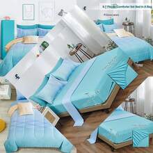 Juego de edredón para niños adolescentes y niñas en la cama colorido degradado con 6 piezas en una bolsa - Azul Amarillo - Ver 1