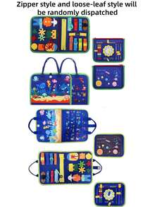 忙碌板玩具，感官色彩纹理书，寓教于乐的学习玩具，包含生活技能、字母、数字、形状、颜色、动物、天气主题——送给女孩的礼物，汽车飞机旅行玩具 - 彩色 - 查看 15