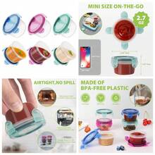 Leakproof Salad Dressing Containers 6 Pack 2.7oz Small Condiment Cups With Lids Reusable  Sauce To-Go For Meals - 1 - 查看 2