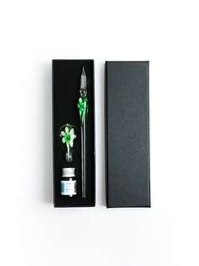 花朵玻璃蘸水笔，学生绘画书法文具，水晶玻璃笔，送朋友的礼品套装，学校奖品