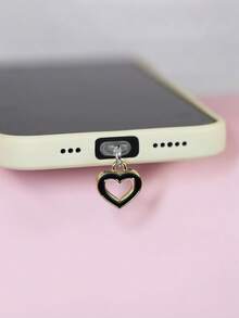 新款心形手机防尘塞，树形设计，白色/黑色，带充电口和耳机孔的挂件，Type-C接口 - 彩色 - 查看 2