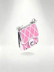 1pc S925 Silver Pink Enamel Argyle Bag Pendant | Cute Dainty Fashion Accessory-Themed Daily Jewelry-JA - Hồng - Xem 2