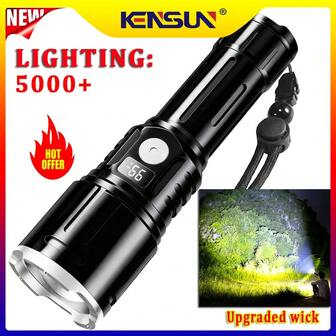 1 st ny uppgradering kraftfull strålkastare lång räckvidd LED-ficklampa typ-C uppladdningsbar teleskopisk zoomfokuserande strålkastarlampa superljus taktisk ficklampa vattentät lykta 6-hastighetsläge med minnesfunktion för utomhusnödsituationer