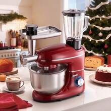 Stand Mixer, 6 QT Electric Kitchen Mixer, 660W Dough-Mixer, 6+P Speeds Tilt-Head Food-Mixer With 1.6 QT Blender Cup, Stainless Steel Bowl, Dough Hook, Whisk, Beater, For Baking, Mixing, Red - 查看 1