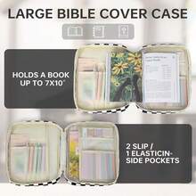 Bible Cover Case For Women Grils, Preppy Bible Bag With Adjustable Shoulder Strap, Waterproof Bible Carrying Tote Bags Holder For Bible Study Supplies Accessories & Christian Gifts - 粉紅格子 - 查看 2