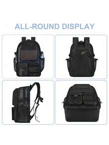 Mesh Backpack 36L Large Heavy Duty Casual Daypack For School And Outdoor Activities With Inner Laptop Compartment, Durable Polyester Material - màu đen - Xem 7