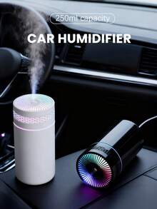 250ml Black/White Car Humidifier: Auto Shut-Off, Dual Air Purification, USB Interface, Mini Ultrasonic Essential Oil Diffuser, 7-Color LED Light, 6 Fragrance + Essential Oil Set, Multi-Pack. Suitable For Car/Office/Bathroom/Pet/Bedside/Hotel. - A - View 4