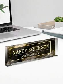 1pc Customized Acrylic Desk Name Plate, 20 Styles Available, Personalized Text, Employee Appreciation Gift For Teachers, Colleagues, Nurses, Managers - Multicolor - View 17
