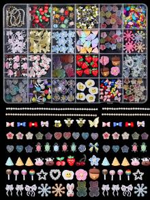 24件套卡通混合树脂仿真巧克力、面包、饼干、甜甜圈、橡皮鸭、橙子、棒棒糖、草莓、雏菊、心形美甲装饰DIY套装