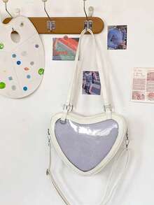 1 chiếc túi đeo vai hình trái tim dễ thương và đa năng dành cho nữ, túi tote thiết kế hình trái tim độc đáo, dung tích lớn, túi đeo chéo thời trang, chất liệu PU có khóa kéo, phù hợp với các cô gái dễ thương và ngọt ngào, túi trang trí trong suốt đa chức năng 3D chắc chắn, túi Ita tự làm để đựng búp bê và phụ kiện, phù hợp cho trường học, du lịch, mua sắm, hội chợ truyện tranh, tiệc tùng, đi làm, phối với váy Lolita, đồng phục JK, cosplay, v.v. - màu đen - Xem 14