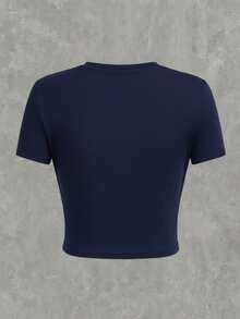 SoulTee | 女士休闲印花圆领T恤。 - 藏蓝色 - 查看 2