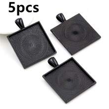 4 piezas de base de bisel de aleación de zinc de 25 mm para hacer joyas con colgante cuadrado en blanco, accesorios para manualidades - Ajuste de base de cabujón colgante - Ver 22
