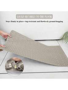 1pc Anti-Slip Shower Mat With Drain Holes And Suction Cups, Soft Washable Bathroom Carpet, Home Bathroom Shower Rug, Bathroom Decor, Bathroom Accessories, Bathroom Essentials, Kitchen Rug, Laundry Room - Khaki - View 5