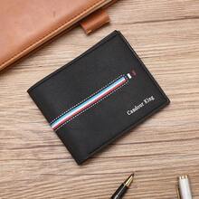 Cartera corta para hombres multifuncional conúltiples ranuras para tarjetas, tarjetero y clip para dinero - Marrón claro [diseño de letras impresas] - Ver 8