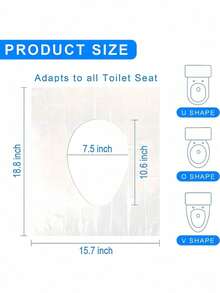 Disposable Plastic Toilet Seat Cover Waterproof And Non Slip Individually Wrapped, For Travel,Disposable Plastic Toilet Seat Cover Waterproof And Non Slip Individually Wrapped, For Travel,Disposable Toilet Seat Covers Cushions For Travel Public Restrooms Individually Packaged Portable Tear Resistant For Adults Boys And Girls - 無色 - 查看 11