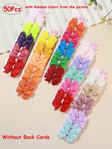 50/100 Pcs Colorful Boutique Grosgrain Ribbon Pinwheel Hair Bows, Cute Bow Hair Clips Hairpins Hair Barrette Hair Accessories In Pair For Birthday Gifts And Daily Use - Multicolor - View 11