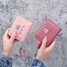Cartera corta con cremallera para mujeres, cartera de gran capacidad, clutch simple para estudiantes - Verde - Ver 5
