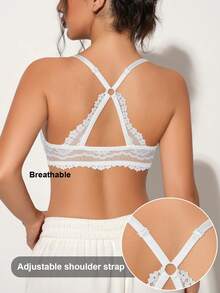 Women's Front Closure Lace Underwire Bra - Side Support, Shaping, Lift, Sexy & Comfortable, Suitable For Various Fashionable Outfits - White - View 3