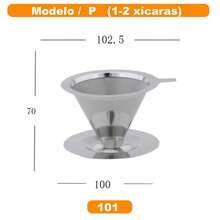 Filtro De Café Coador Inox Reutilizável Pour Over/Filtro de chá reutilizável de aço inoxidável alta qualidade 304 - Prata - Visão 3