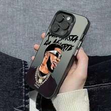 Funda de Teléfono con Imagen de Cantante de Hip-Hop Creativo y de Moda Adecuada para Apple 17 Air 16 15 14 13 12 11 Pro Max X XR XSMAX 8 7 Plus Color Plateado Mate Carcasa Dura Trasera de Moda, Accesorio Elegante,Estilo Hiphop,Funda de Moda,Carcasa Duradera,Moldeado por inyección,Amantes de17,17 Pro Max - Plateado - Ver 8