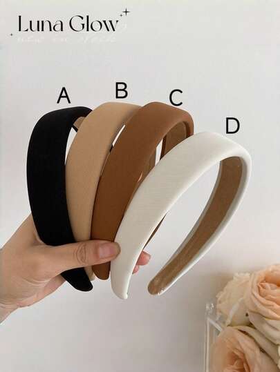 4pcs/3pcs/2pcs/1pc Thick Sponge Headband, French Style, White & Brown Retro Soft Thick Sponge Crown Top Solid Color Hair Hoop, Fashion Versatile Elegant Headpiece Suitable For Daily Wear, Face Washing, Makeup, Outfit Matching, Hair Band, Head Accessories Hairband Beauty Home Hair Accessories