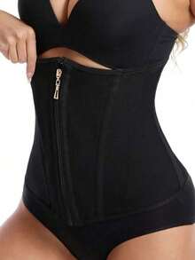 AIBOYING 1件装女士运动束腰带，黑色塑形腰带，腰臀塑形压缩带，产后塑形束腰带，简约网眼拼接，健身配件，收腹束腰带，压缩运动文胸 - 黑色 - 查看 12