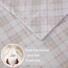 Cold Weather Cozy Flannel 100% Cotton Ultra Soft Sheet Set for Warm and Cute Bedding - Cuadros rosas - Ver 3