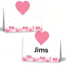 15/30/50 Pcs Heart Place Cards,Table Setting Blank Tented Name Cards, Folded Table Name Signs For Wedding Bridal Shower Baby Shower Party Supplies - Multicolor - View 1