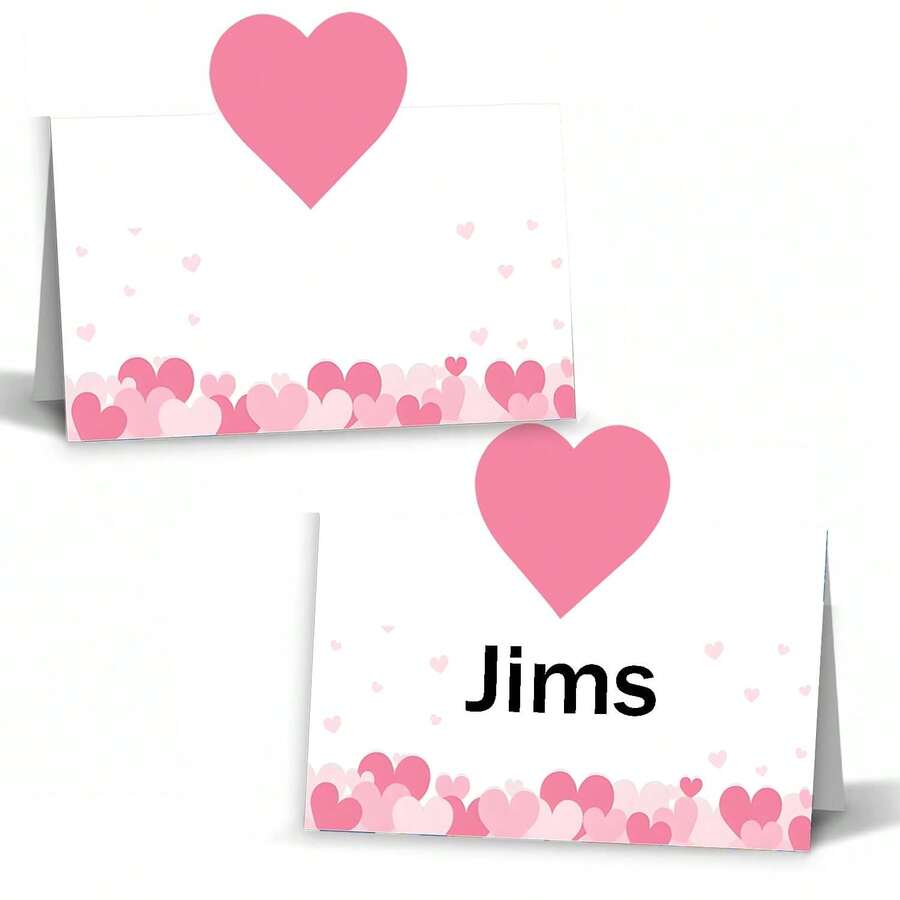 15/30/50 Pcs Heart Place Cards,Table Setting Blank Tented Name Cards, Folded Table Name Signs For Wedding Bridal Shower Baby Shower Party Supplies - Multicolor - View 1