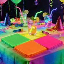 20张/80张霓虹鸡尾酒餐巾纸 一次性饮料餐巾纸 夜光纸质鸡尾酒餐巾纸 甜点纸巾 适用于婚礼、生日派对、80年代90年代派对用品 餐桌装饰 - 彩色 - 查看 3