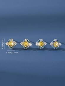 1 Pair S925 Sterling Silver Simple Elegant Versatile Tiny Cubic Zirconia Stud Earrings For Women