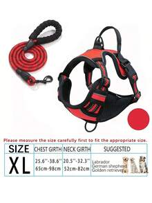 Large/Medium/Small No-Pull Dog Harness & Leash Set With 4 Buckles, Adjustable Padded Vest, Control Handle, And Reflective Night-Visible Design, Suitable For Dogs Of All Sizes - Multicolor - View 16
