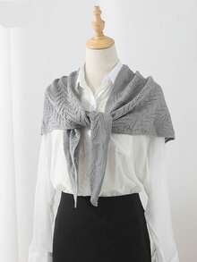 1pc Spring/Summer Knitted Triangle Scarf, Shawl, Wrap, Lightweight Outerwear, Versatile Headscarf/Neck Warmer - Multicolor - View 4