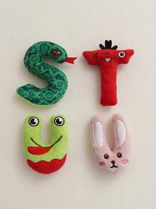 PETSIN 1 件字母声音玩具、宠物声音玩具、猫玩具、狗玩具、26 个英文字母、BB 呼叫声音玩具、可爱字母形状、磨牙洁牙宠物玩具、猫玩具、狗玩具、宠物用品 - 彩色 - 查看 4