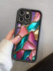 1个大理石纹竹节黑色防震手机壳，TPU材质，适合作为节日礼物，兼容苹果iPhone XS/XS Max/XR/11/12/13/14/15/16 Pro/Pro Max/14/15/16 Plus/17，男女通用 - 彩色 - 查看 6