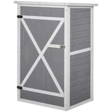 Outsunny Garden Shed Tool Shed Shelving Fir Black+Grey+White 75x56x115cm - Black - View 9