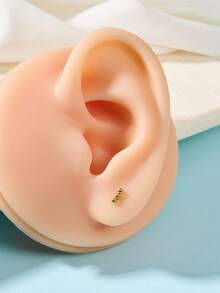 1pc Gold Plated Earring, 20g, Multi-Element Design With Heart, Butterfly, Flower, Star, Cross Shapes, Inlaid Zirconia, Valentine's Day Gift - Gold - View 28