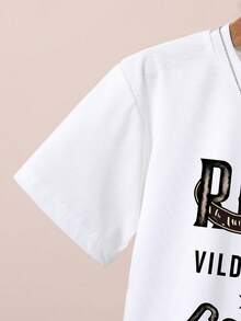 幼儿卡通印花短袖T恤和短裤夏季套装 - 卡其色 - 查看 4