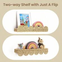 AELS - Estanteria festoneada para guarderia juego de 3 estante de repisa para decoracion de pared estantes flotantes de papel de paja tejida para libros juguetes marcos de fotos guarderia - como en la foto - Ver 3