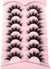 7 Pairs Half Lashes Cat Eye False Eyelashes Manga Eyelashes Short Soft 3d Faux Mink Eyelashes Natural Makeup,Gift For Women & Girl,7mm-16mm,False Eyelashes Natural,Ultra-Light,Long-Lasting,Enlarged Double Eye,Handmade,Soft,Skin-Friendly,Individual Lashes,Cat Eye Lashes,Professional,For Women-44 - 黑色 - 查看 6
