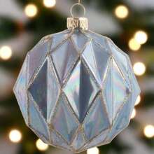 Karma, Adorno Colgante de Navidad, Adorno de Vidrio geométrico con Purpurina de 3 Pulgadas, Azul, decoración navideña, Adorno para árbol de Navidad(default) - Multicolor - Ver 4