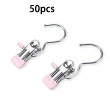 50个简易不锈钢夹子，多用途单钩夹，适用于裤子、裙子，防风衣夹，衣架，节省空间的家居收纳用品，适用于卧室、衣柜、宿舍、家庭使用 - 彩色 - 查看 12