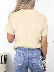 Women's T-Shirt Cat Flag Bi Print LGBTQIA+ REF 3312 Fluxo FX - Màu Khaki - Xem 2