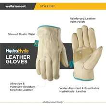 Wells Lamont Mujer, resistente agua vacuno guantes de trabajo de piel con tecnología hydrahyde(Medium (Pack of 1)) - Multicolor - Ver 4