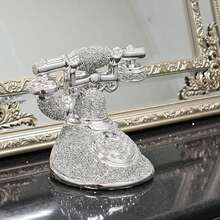 Deenz Crushed Diamond Telephone Crystal Silver Shelf Ornament - Silver - View 1