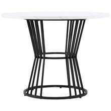 Dining Table Set (5-Piece), Dining Table Set With 4 Chairs, Kitchen Table Set, Round Dining Table With 100 Cm Diameter And Black Metal Legs, White MDF Tabletop, Dining Chairs In Black Velvet - White - View 6