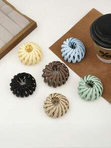 1 قطعة مشبك شعر أنيق على شكل عش طيور للنساء - حامل ذيل حصان أحادي اللون بدون مقابض، مشبك شعر بوهيمي أنيق للكعكة، صانع كعكة، مشابك تصفيف الشعر، لوازم مدرسية، إضافة كعكة، دبابيس تصفيف الشعر - متعدد الألوان - مشاهدة 4