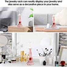 Soporte de joyera Soporte de exhibicin de joyera en forma de vestido de princesa Organizador de joyera giratorio para pendientes colgantes, collares, pulseras - rosa - Ver 4